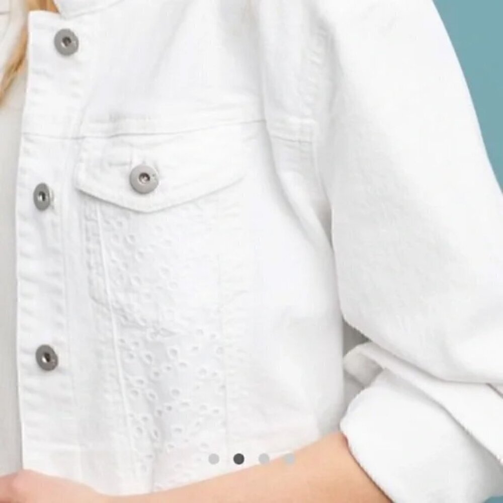 NWT Pilcro And The Letterpress White Eyelet Denim Jacket Size S